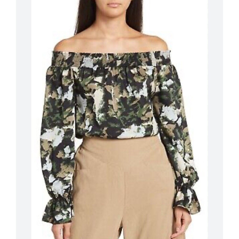 Patricia Luca Off The Shoulder Long Sleeve Lightweight Top Sz Sm New